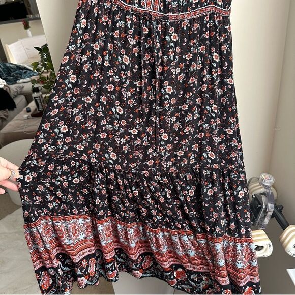 Cottagecore Staring black and pink floral midi dress - Picture 13 of 15